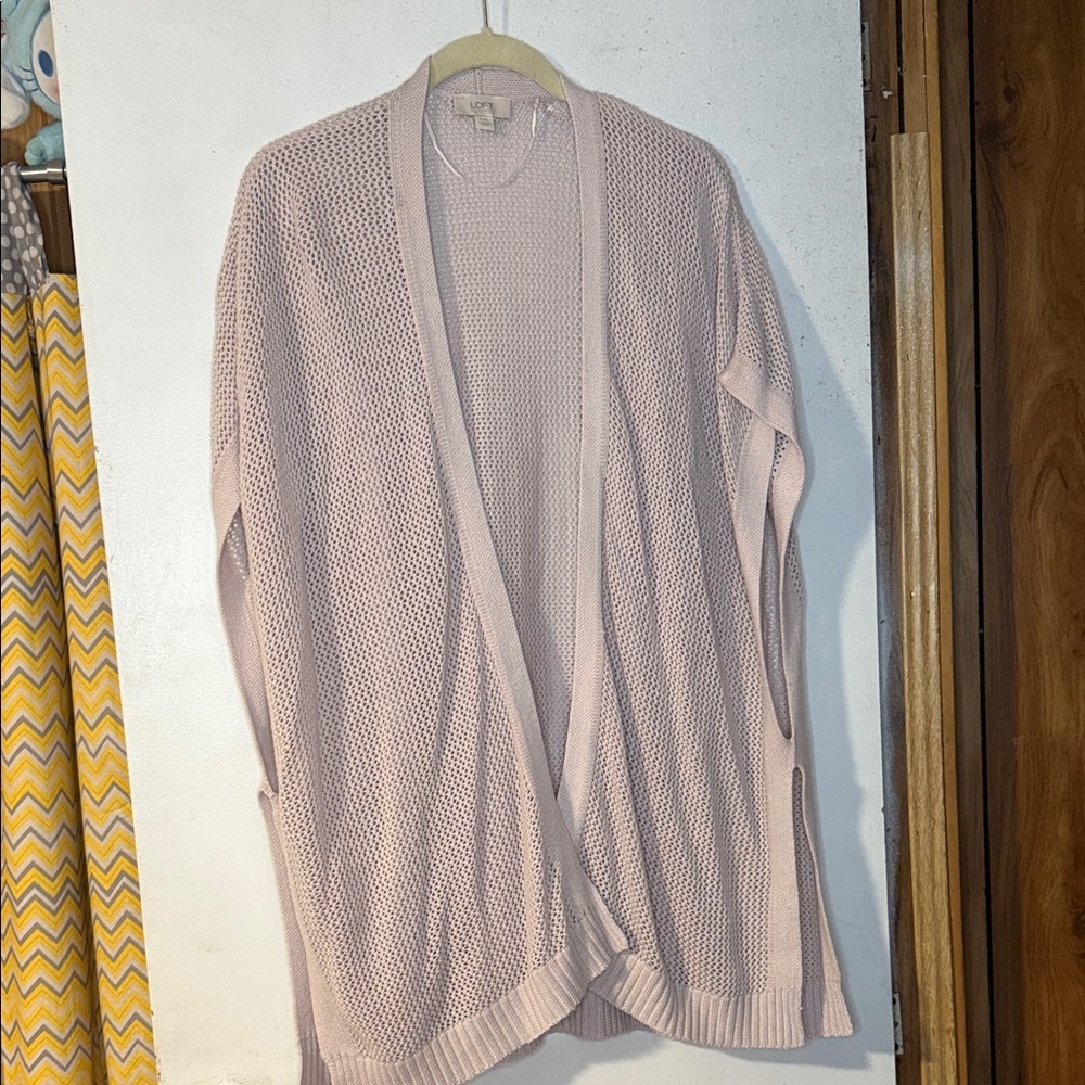 LOFT Light Pink Open-Front Cardigan